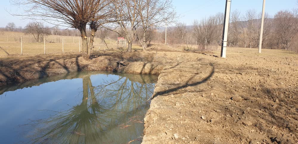Iaz săpat direct în pământ, umplut cu apă.
